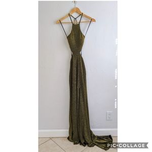 LA FEMME GOLD PROM DRESS (WORTH $400)